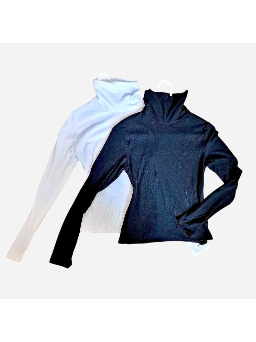 black and white ribbed twin turtlenecks set one step up
